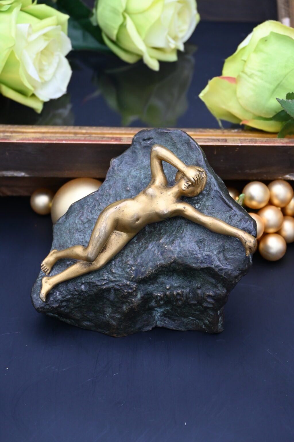 Sculpture en bronze Art Nouveau signée Ernest Wante – Biblis, statue femme