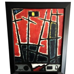 Tableau abstrait ” Mâts et drapeaux”, Davos Hanich, 1951