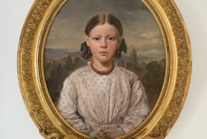 Portrait tableau d’une fillette, 19e siècle