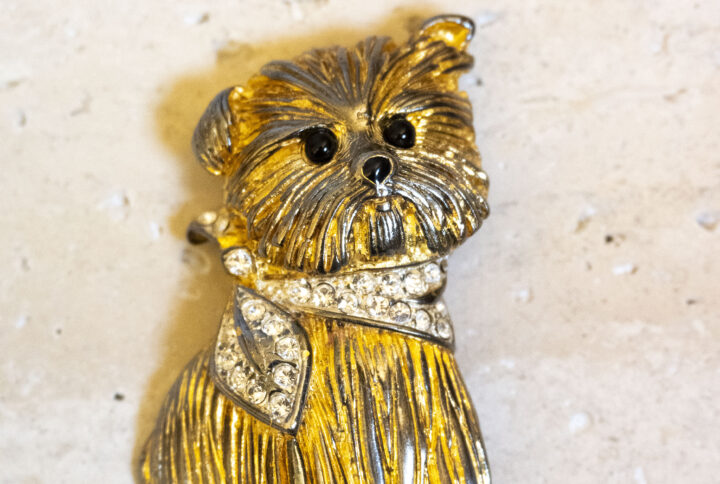 Broche chien, broche carven, broche bijou, bijou ancien