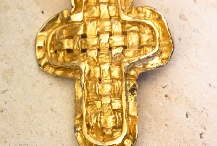 Pendentif croix, bijou 2-en-1, broche croix, bijou ancien, croix doré, collier croix