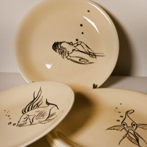 Assiettes vintage a décor poissons