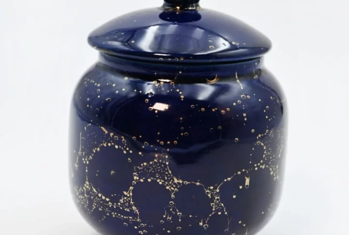 Pot couvert bleu art déco Lucien Brisdoux