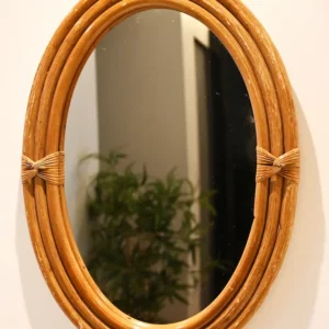 Miroir en rotin, miroir ovale, miroir