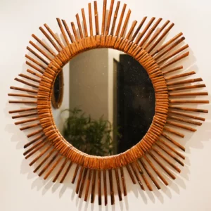 Miroir soleil, miroir soleil rotin, miroir en rotin